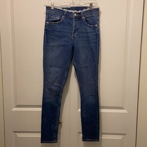 H&M &Denim Fringe Waist Jeans, Button Fly